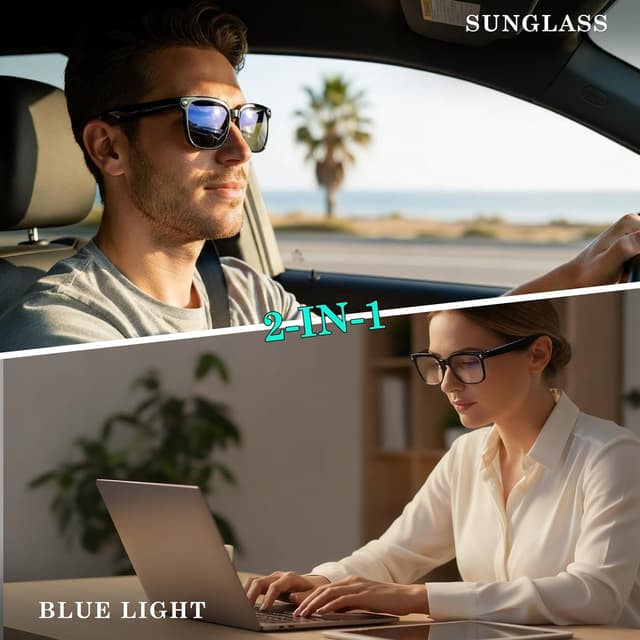 Detalle de EarlySincere 4K Smart Camera Glasses with ChatGPT AI, Live Translation & Bluetooth Audio (Blue Light + Sunglasses)