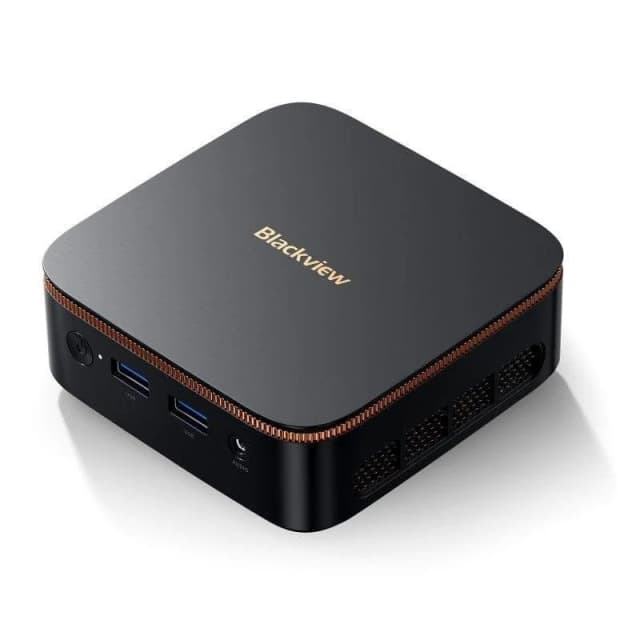 Detalle de Blackview MP20 Mini PC con AMD Ryzen 3 3300U, 8GB + 256GB SSD y Windows 11 Pro (MP20, negro)