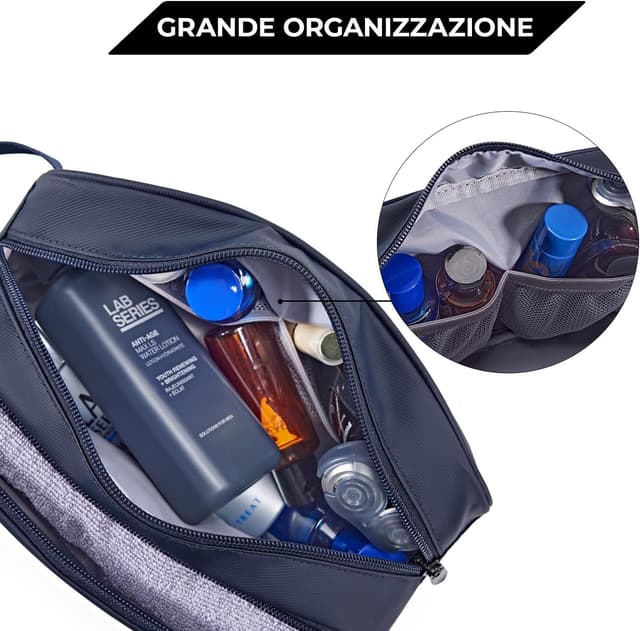 Detalle de Bagsmart Kulturbeutel für Herren (Dopp Kit) mit wasserabweisendem Material – Blue