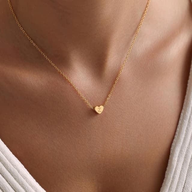 Thumbnail 1 de Turandoss Buchstaben-Halskette mit Herz & Initialen, 14K vergoldet (40 cm + 5 cm verstellbar)