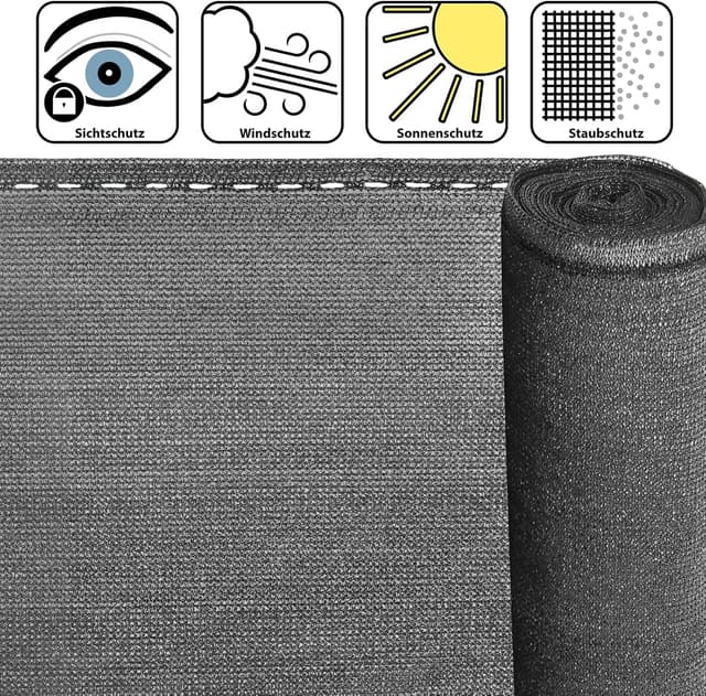 Detalle de BB Sport Sichtschutz Zaunblende Grey 1,5 m x 15 m (150 g/m²) inkl. UV-festem Nylonkordel