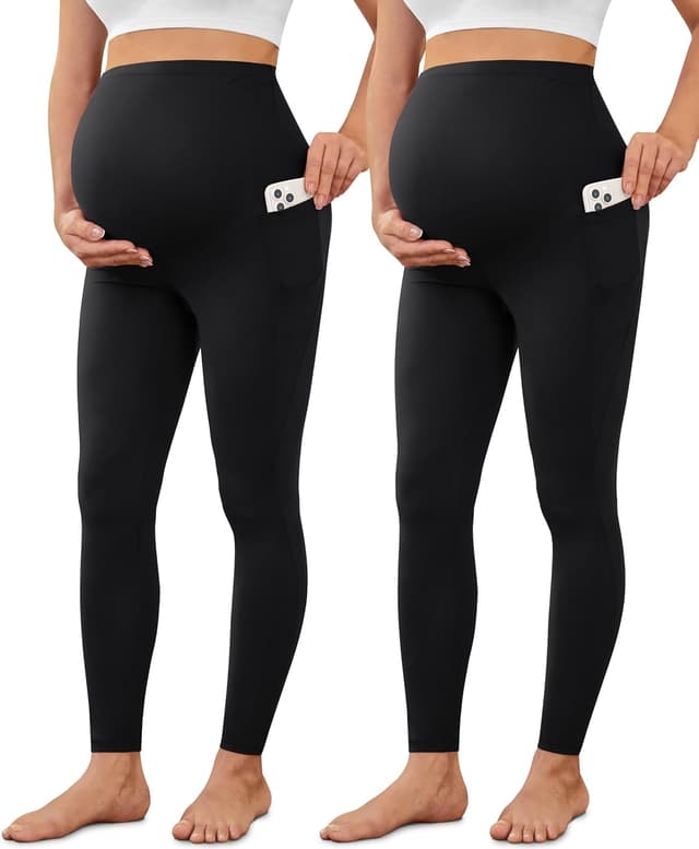 Detalle de VALANDY Creamlush maternity leggings over the bump with pockets