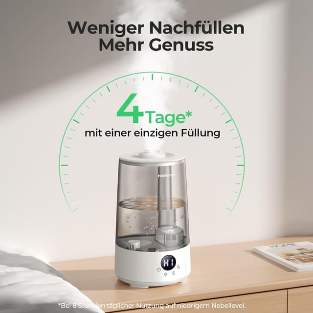 Thumbnail 3 de Homvana Luftbefeuchter Schlafzimmer Top-Fill 3.6 L 34 h ⌚ ⏎