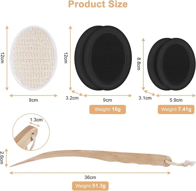 Detalle 2 de URAQT Back Cream Applicator (7-pack) long wooden handle body brush for lotion, shower and hard-to-reach areas