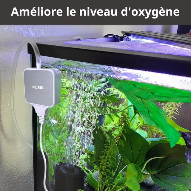 Detalle de NICREW Bulleur Aquarium ultra-silencieux < 33 dB, mini pompe à air 18 L/h pour nano aquariums