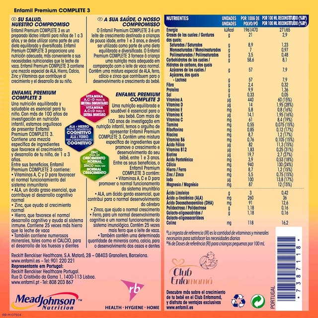 Thumbnail 5 de Enfamil Premium Complete 3 Leche Infantil 4x800g 🍼