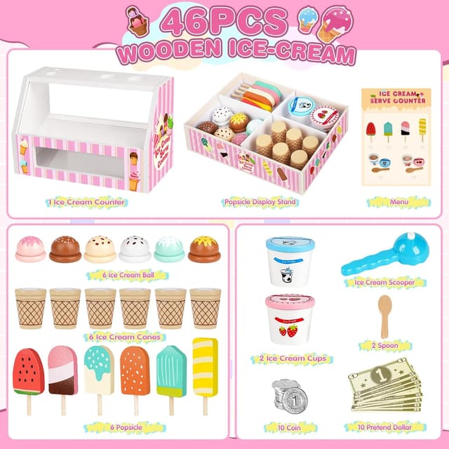 Detalle 2 de Dreamon Ice Cream Role Play Set, 46 pcs