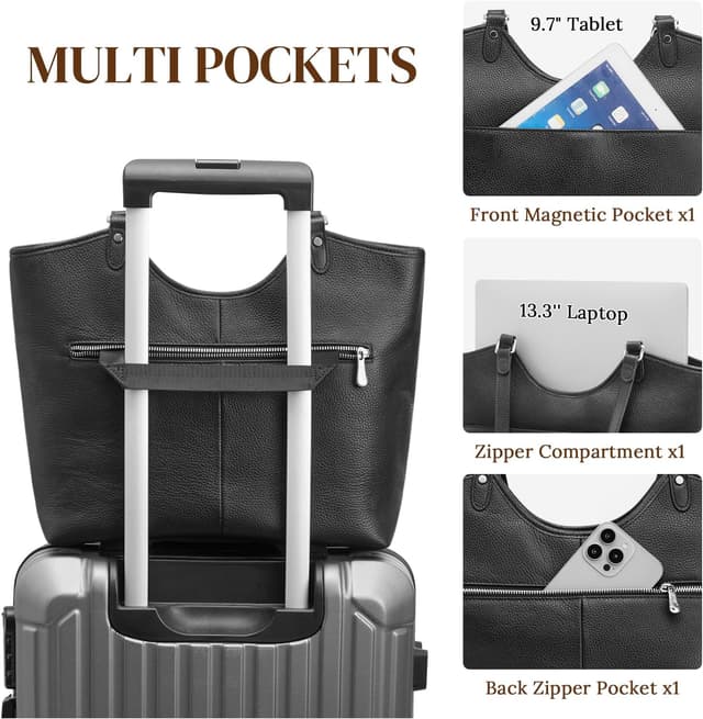 Detalle 2 de S-ZONE leather tote bag 12.4 in