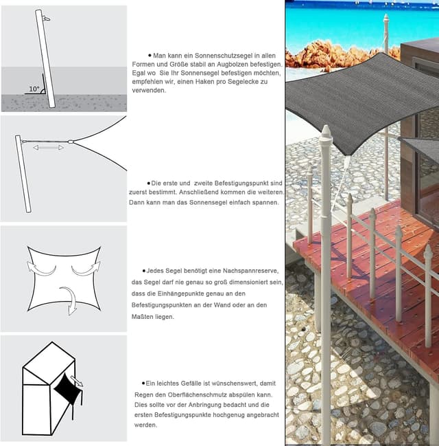 Thumbnail 4 de EUGAD Toldo Vela de Sombra Rectangular/triangular ☂️ Impermeable y UV