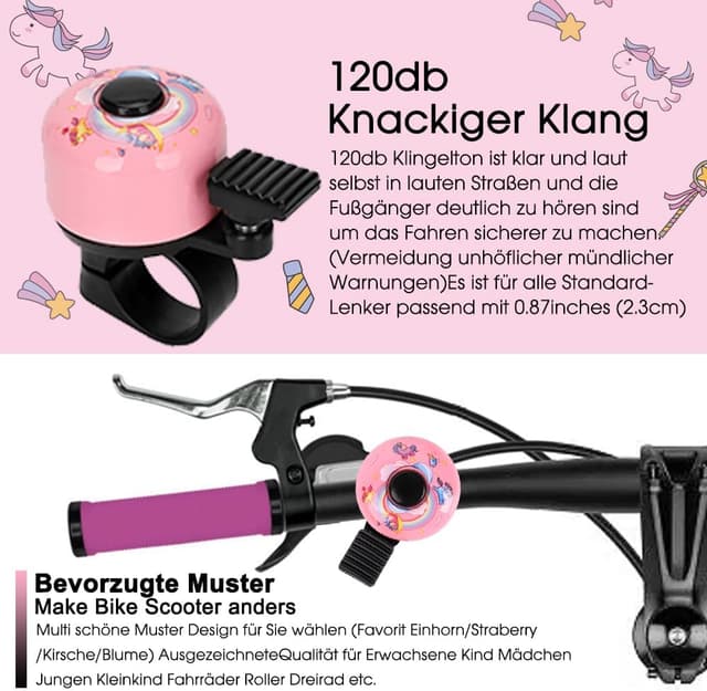 Detalle de Kinder-Fahrradklingel 120 dB – Mini-Glocke für Fahrrad, Roller & Laufrad (für Mädchen, Jungen & Erwachsene)
