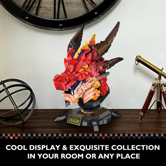 Thumbnail 5 de JMBricklayer Dragon Head Building Blocks Toy 70105 (2713 pieces) – collectable display fantasy dinosaur model kit for adults 14+