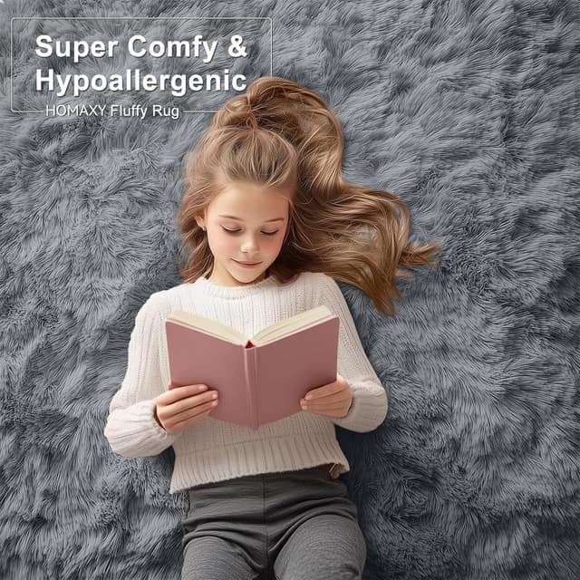 Detalle 2 de Homaxy Fluffy Shaggy Rug 120x160 cm