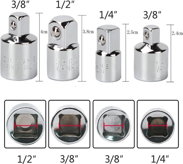 Detalle 1 de Newder Adaptador para Llave de Carraca 4 pzas 1/4 3/8 1/2