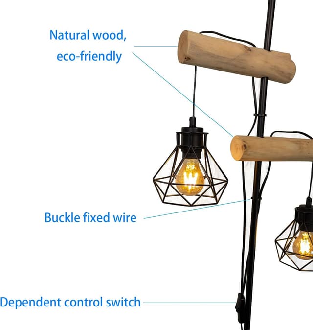 Thumbnail 2 de Osasy Stehlampe Holz Wohnzimmer Metall 169 cm