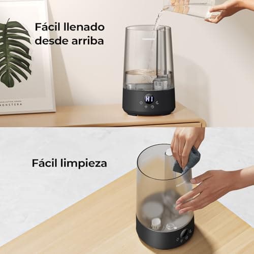 Detalle de Homvana humidificador ultrasónico para dormitorio (3,6 L, hasta 34 h, SilentSpray 16 dB, 360°)