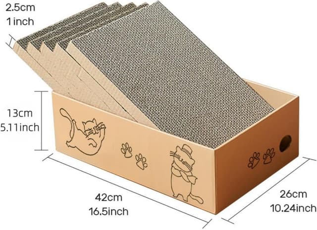 Detalle 2 de Cat Scratching Board with Box 42 x 26 cm 5 Layers Cat Scratcher