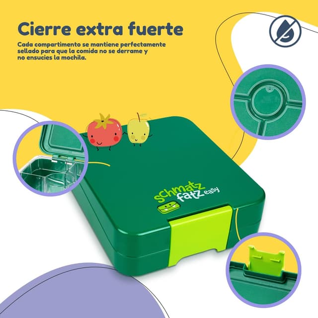Detalle 1 de Schmatzfatz Easy - Fiambrera Infantil Bento Verde 🥪