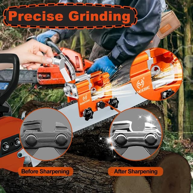 Detalle de OMCCHK Chainsaw Sharpener with Carry Bag and 5/10 Sharpening Burrs for 4–22 inch Chains