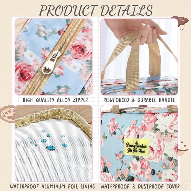 Detalle de Aucuu Volle Größe Kulturbeutel – wasserdichter Reise-Kulturbeutel mit Isolier-Futter und Tragegriff