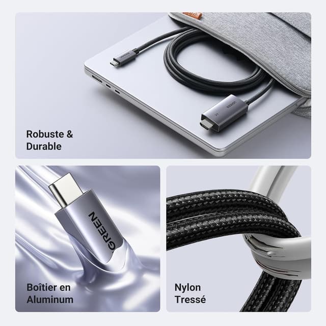 Thumbnail 6 de UGREEN Câble USB‑C vers HDMI 4K 60 Hz (18 Gbps) avec PD 100W et prise en charge HDR/Dolby