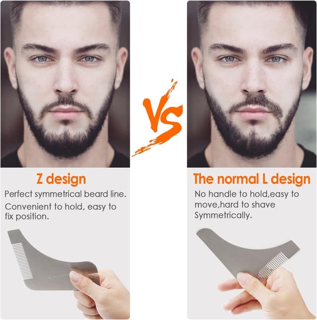 Detalle 2 de MYCARBON Pettine per barba uomo in acciaio inox con design a Z per styling e rifinitura