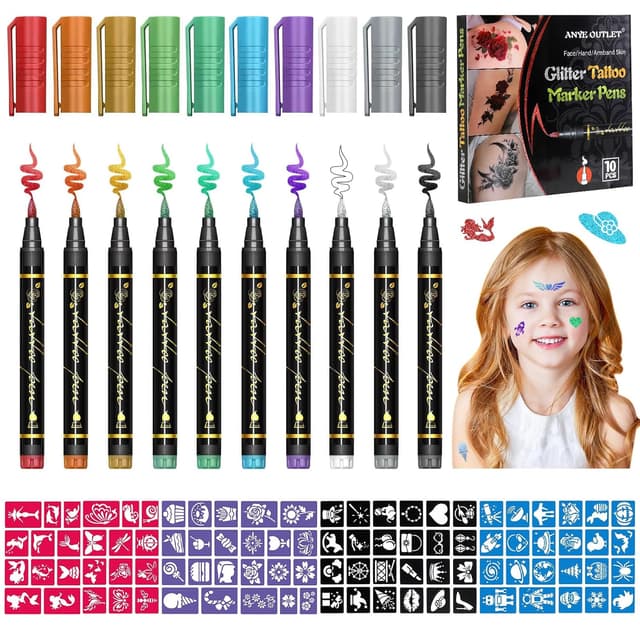 Imagen de Tattoo Stifte Kinder – Glitzer 10er Set en OfertitasTOP