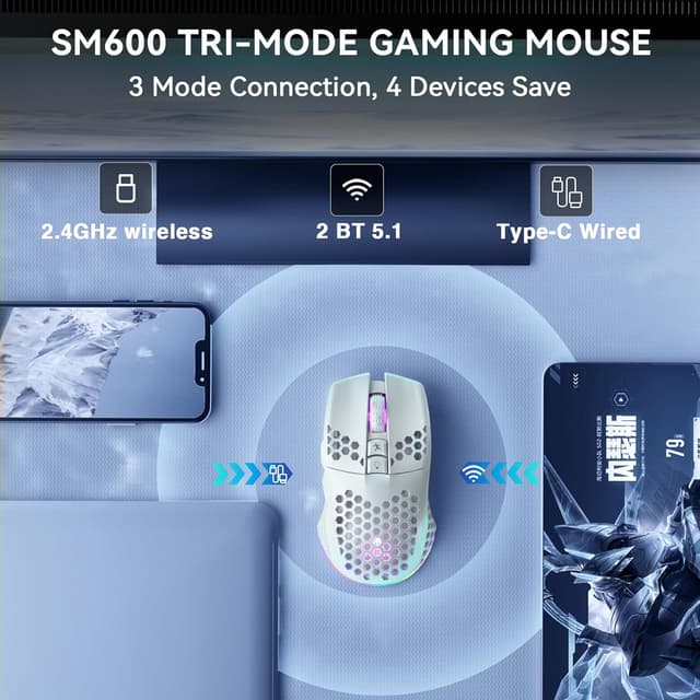 Detalle de SOLAKAKA SM600 Wireless Gaming Mouse 600mA 🔌