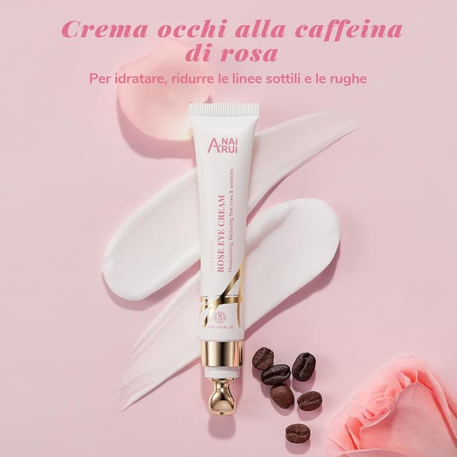 Detalle 2 de ANAiRUi Crema Occhi alla Caffeina e Rosa per occhiaie, occhio gonfio e borse