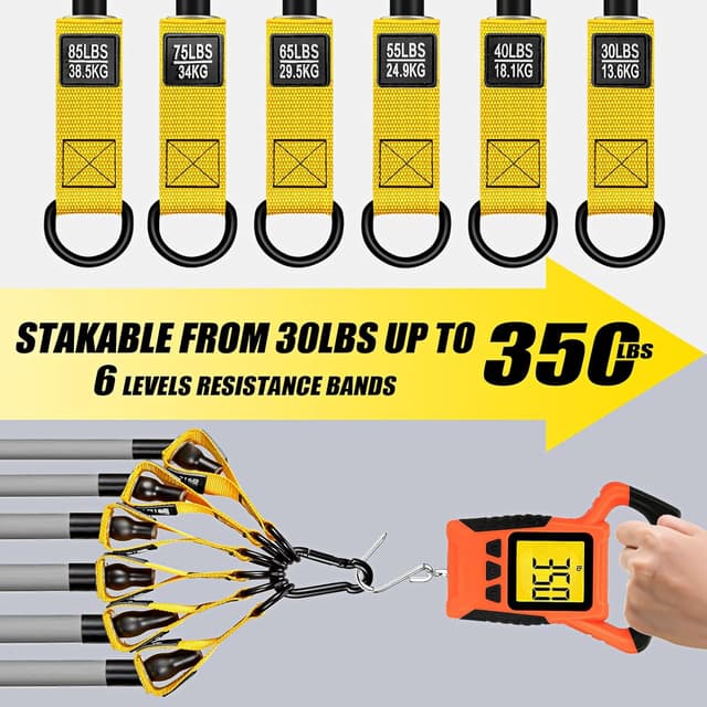 Thumbnail 2 de WOQQW 350lbs Resistance Bands Set