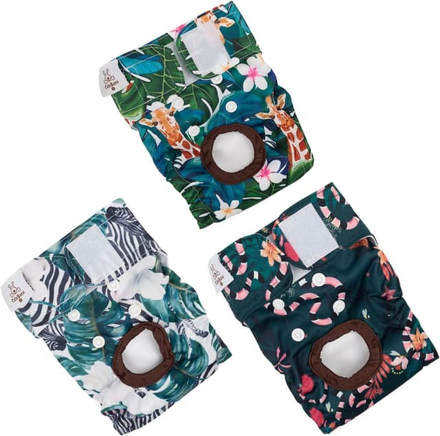 Detalle de CuteBone 3er-Pack waschbare Hundewindeln für Damen – wasserdichte Welpenhosen in der Rosenkollektion (Größe XS)