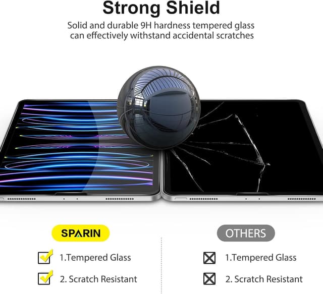 Detalle de SPARIN Panzer Schutzglas für iPad Pro 11 Zoll (2022/2021/2020) & iPad Air 5/4 – 9H, kratzfest, 3er-Set