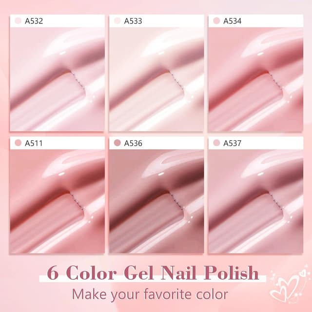 Detalle de Shining She UV-Gel Nagellack Nude Rosa (6 Farben, Serie Gel) – 8 ml für selbstgemachte Salon-Nägel
