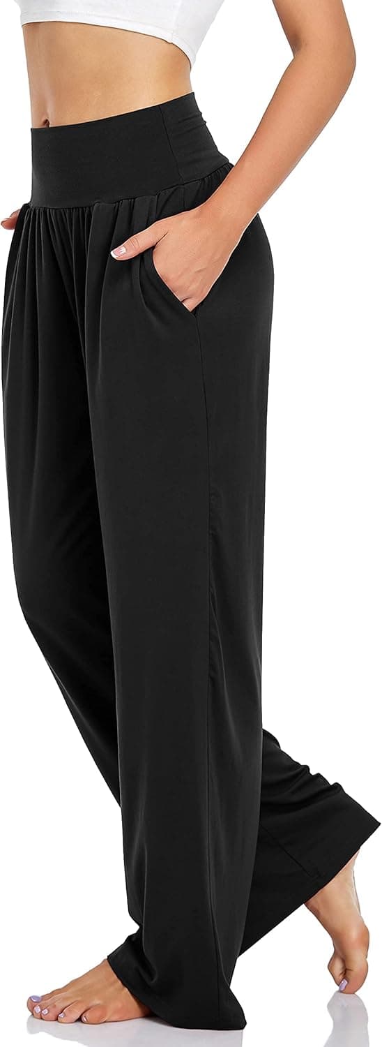 Detalle 2 de UEU Women’s Casual Loose Wide Leg Cozy Pants Yoga Sweatpants with Pockets (High Waisted)