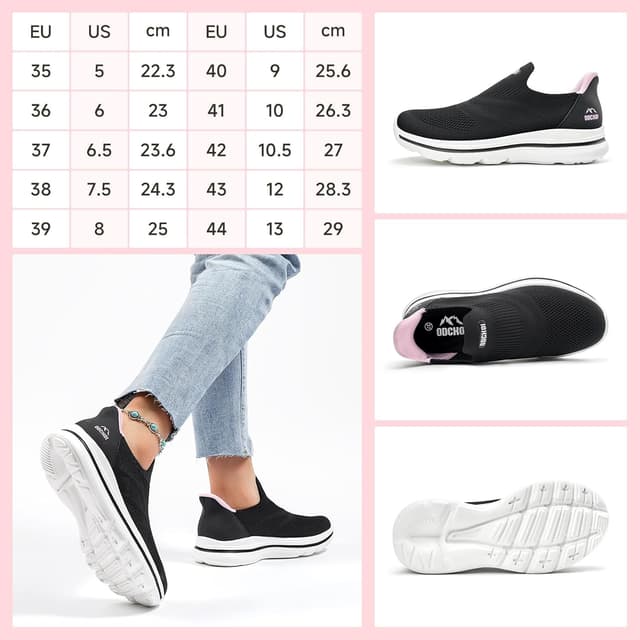 Detalle de ODCKOI Slip-on baskets confort respirantes pour femmes : chaussures légères de marche et fitness