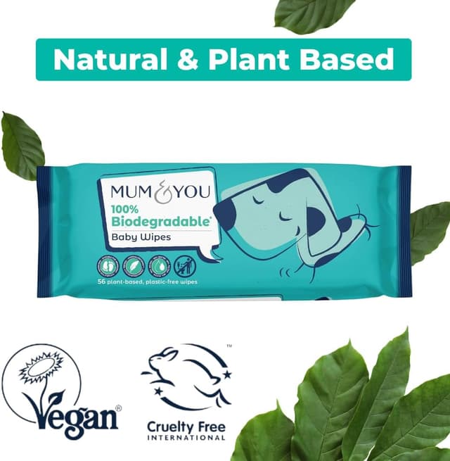 Detalle 1 de Mum & You Baby Wipes (99.4% Water) – Biodegradable, Fragrance-Free & Hypoallergenic, 336 Newborn Wipes (6 x 56)