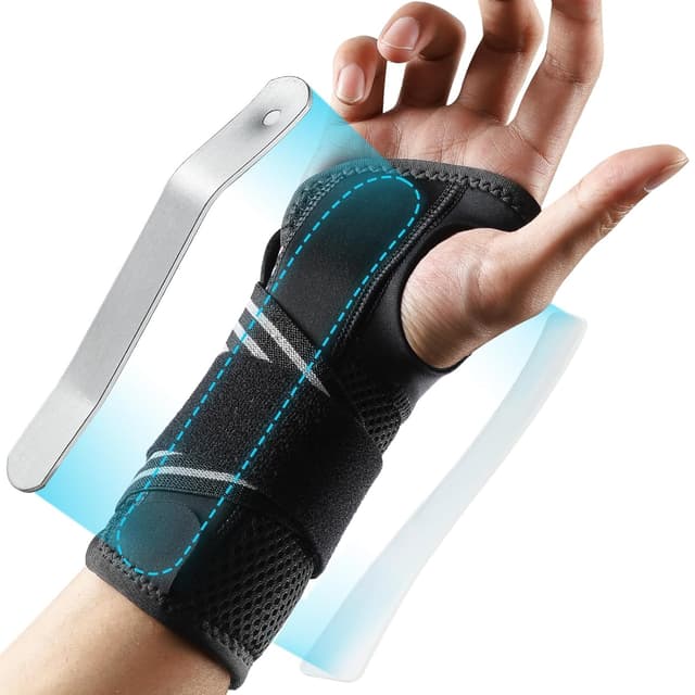 Detalle de AGPTEK Attelle poignet droit avec 2 plaques aluminium (S/M) pour canal carpien, tendinite et entorses
