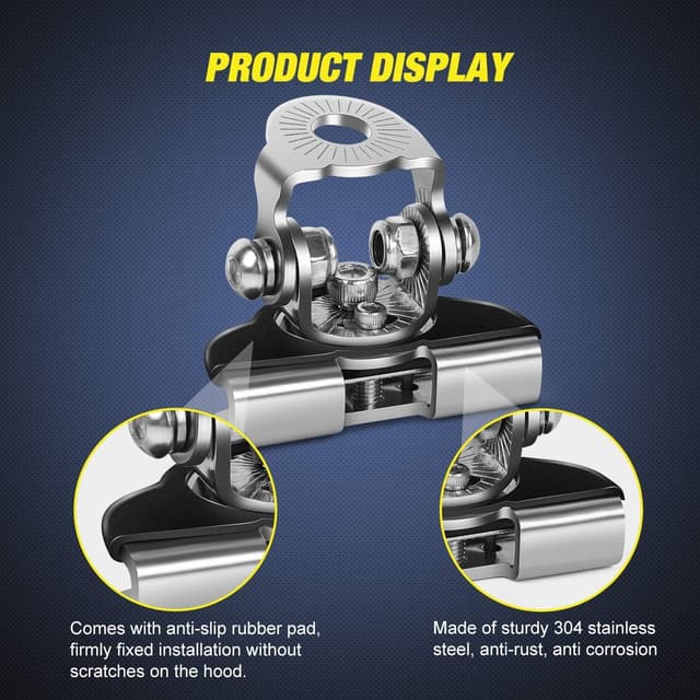 Detalle de Nilight 304 Stainless Steel LED Light Bar Mounting Brackets (2-Pack) — Universal Adjustable Hood/Pillar Clamp Mounts