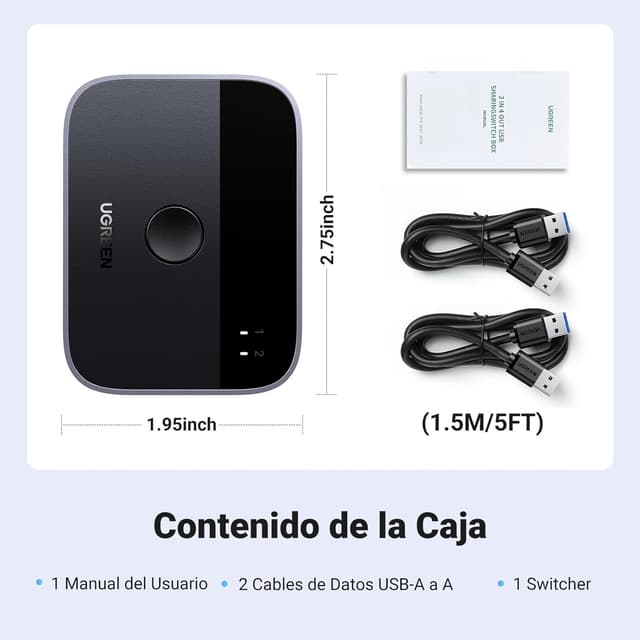 Thumbnail 6 de UGREEN Switch USB 3.0 KVM 2 Puertos para PC 🌐