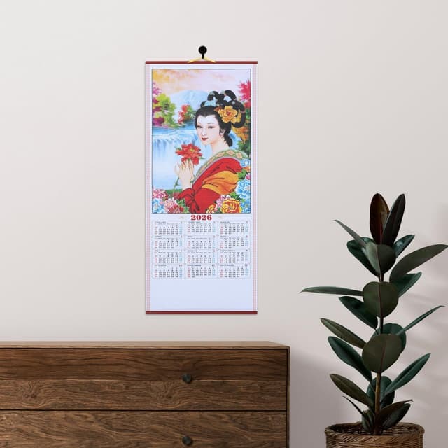 Detalle de DIYEAH 2026 Year of the Horse Chinese wall calendar hanging scroll (76 x 31cm)