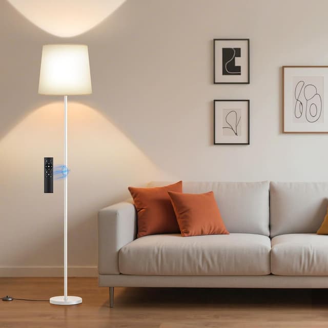 Detalle de SIBRILLE Lampada da Terra Salotto 9W con telecomando, 3000K–6000K e paralume in lino