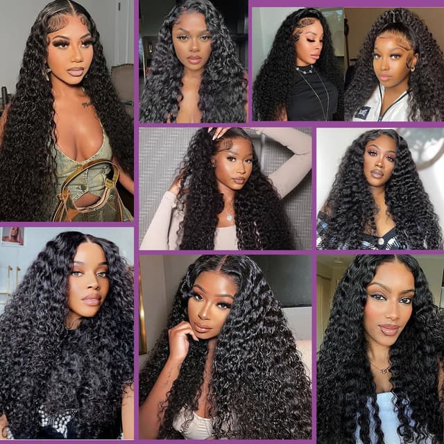 Detalle 2 de Nervoss 30 Inch Deep Wave 13x6 HD Transparent Lace Front Wig (200% Density) with Baby Hair
