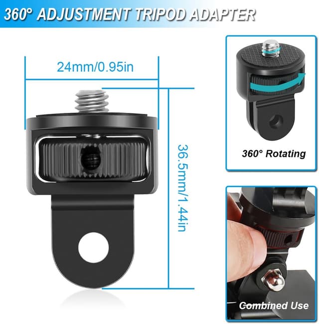 Detalle 2 de ZHUROUPU 1/4" Tripod Mount Adapter for GoPro & other action cameras