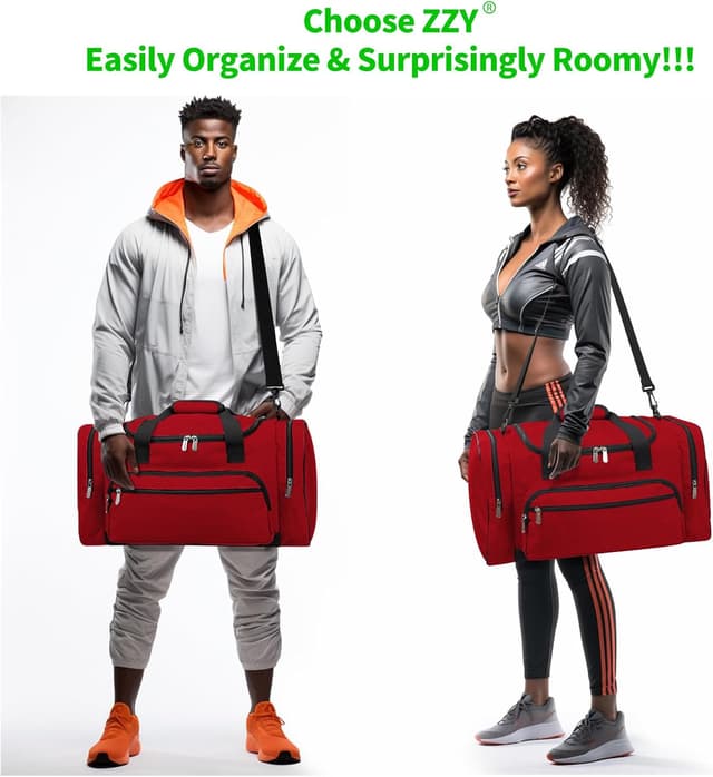 Thumbnail 6 de ZZY Sporttasche 40L Reisetasche Fitness-Tasche mit Schultergurt (rot) für Damen & Herren