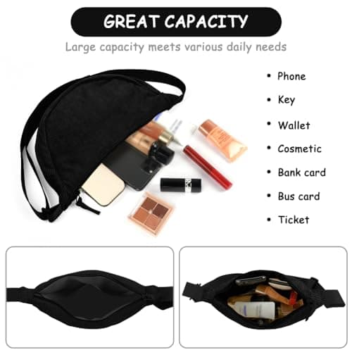 Detalle de Aucuu Bolso bandolera para mujer media luna impermeable en pana (negro) con correa ajustable