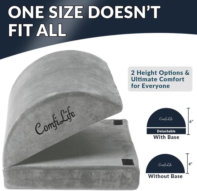 Detalle de ComfiLife Adjustable Height Memory Foam Foot Rest for Under Desk Work (Gray)