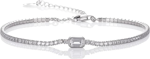 Detalle de namana Bracciale Tennis in argento 925 con zirconi tondi e baguette