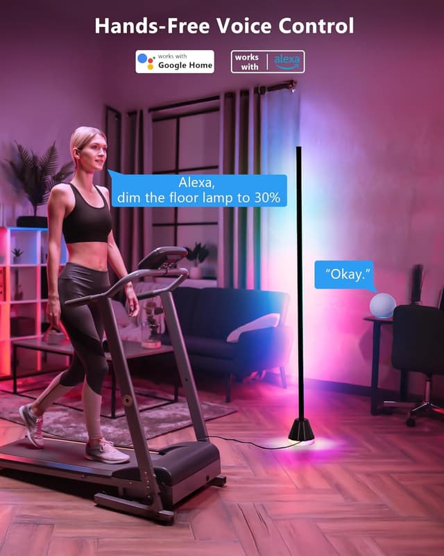 Detalle de LuminexDesigns Smart LED Floor Lamp RGBIC (WiFi) with RGBIC effects, music sync and Alexa control