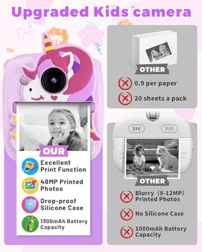 Thumbnail 5 de CHRERNA Appareil photo instantané enfants HD 48MP