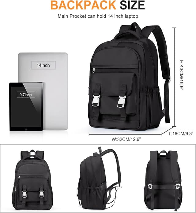 Detalle de HYC00 lightweight school backpack for teenage girls (22-litre capacity, laptop-friendly, waterproof-style)