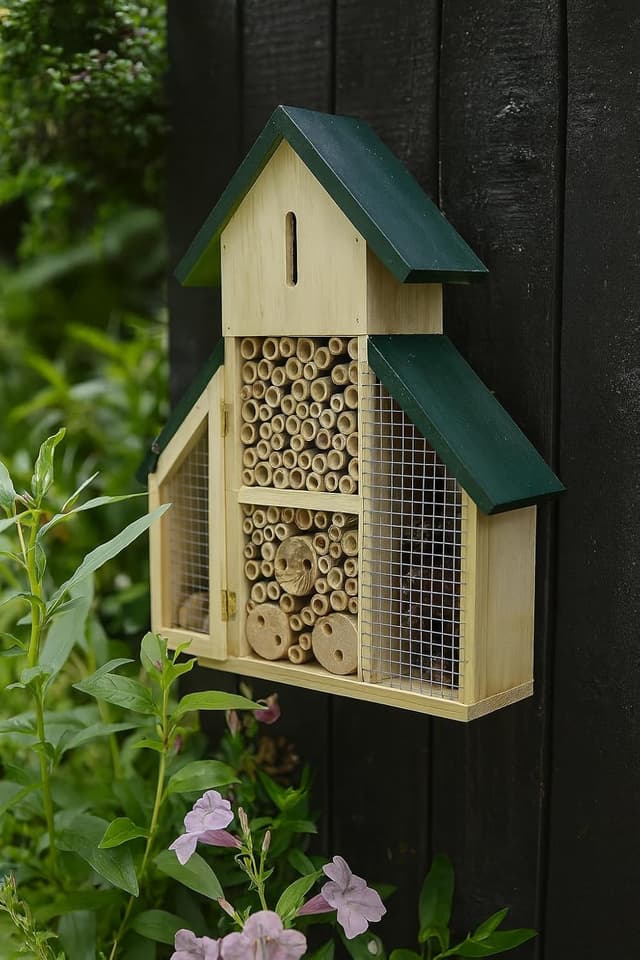 Detalle 2 de Garden Mile bug houses for garden kids insect hotel (29cm tall) natural wooden ladybird & bee nesting box